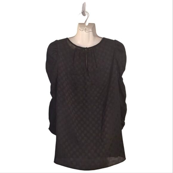 Max Studio Black Sheer Polkadot Blouse - Picture 2 of 2